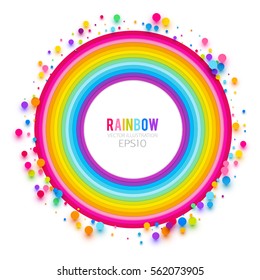 Fondo del arco iris del círculo colorido. Feliz Espacio con Confetti. Ilustración del vector