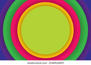 Plano De Fundo De Quadro Redondo De Círculo Colorido Com Espaço De Cópia. Banner comercial abstrato. Papel de parede de tecnologia. Ilustração. Futurista. Mínimo