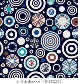 colorful circle seamless pattern on dark blue background