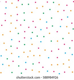 Colorful circle seamless pattern on white background. Vector illustration for bright happy design. Light color. Round dot shape. Random size spot Art decorative wallpaper Pack of random circle shape