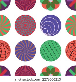 Colorful circle seamless pattern. Retro style. Vector illustration. 