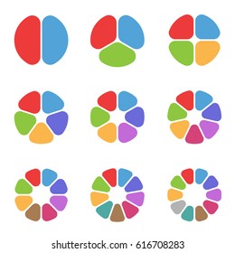 Colorful Circle segments set. Set of pie charts