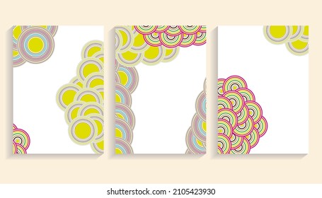 colorful circle shape group, retro design style template vector background