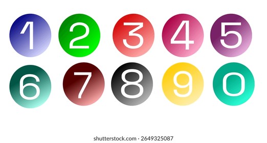 Vetor numérico colorido em forma de círculo de 0 a 9.