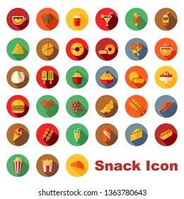 Colorful Circle Snack and Fast Food Isolated Icon Symbol