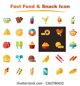 Colorful Circle Snack and Fast Food Isolated Icon Symbol