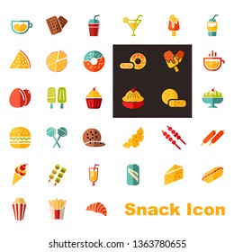Colorful Circle Snack and Fast Food Isolated Icon Symbol