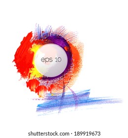 Colorful circle spot, painted background. Vector illustration. 
