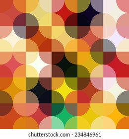 Colorful circle square geometric seamless pattern.