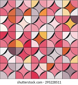 Colorful circle square geometric seamless pattern.