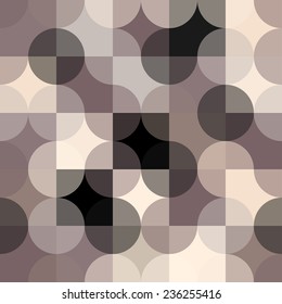 Colorful circle square seamless pattern. Geometric shapes abstract background.