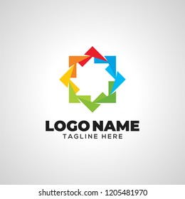 Colorful Circle Star logo, Star Logo, Logo Template, Star Template 