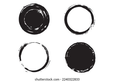 Colorful circle stroke set, round brush stroke, grunge circle strokes