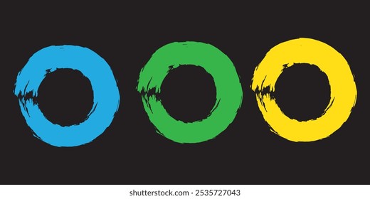 Colorful circle stroke set, round brush stroke, grunge circle strokes . eps 10