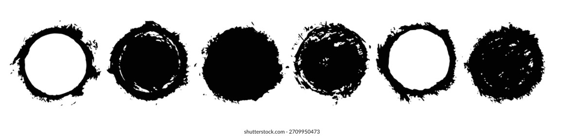 colorful circle stroke set round brush stroke grunge
