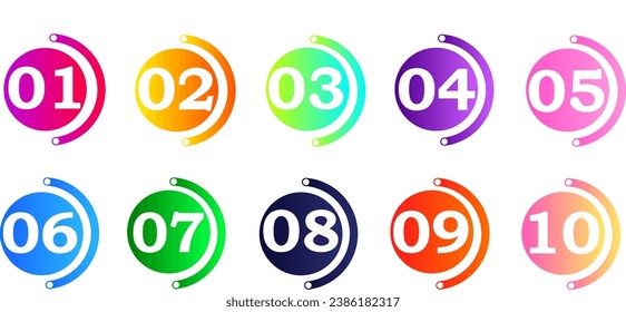 colorful circle style numbering bullet point set