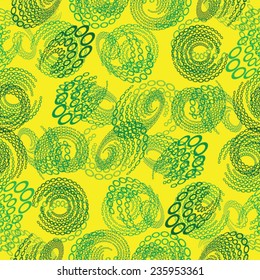 Colorful Circle and Swirl Seamless Pattern. Vector Background.