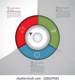 Colorful Circle with Circle Switch Control Panel  and White Highlight(Editable). 3 Options. Financial and Business Infographic, Number, Business Icon and Text Information Design. Vector Illustration.