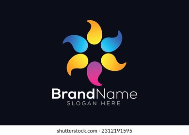 Plantilla de diseño de logotipo de tecnología de círculo colorido