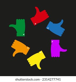 Colorful circle thumb up icons. Vector illustration. Stock image.