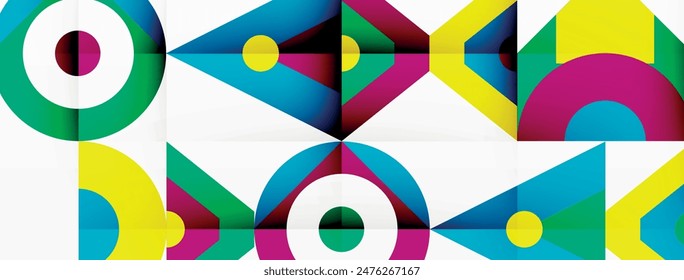 Colorful circle and triangle abstract background. Template for wallpaper, banner, presentation, background