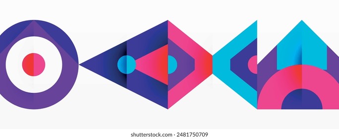 Colorido círculo y triángulo de fondo abstracto. Plantilla de Fondo de pantalla, Anuncio, presentación, fondo