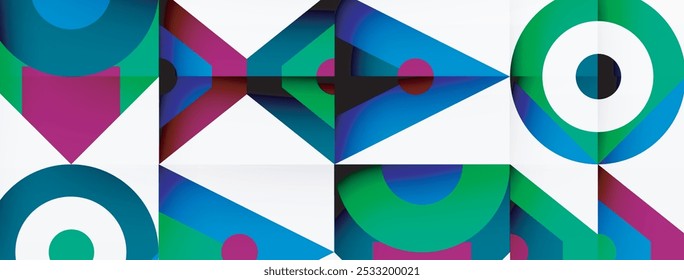 Colorful circle and triangle abstract background. Template for wallpaper, banner, presentation, background