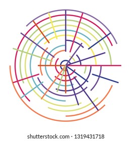 Colorful circle vector target on white background. Techno vector illustration. User round circles funnel isolated om white surface for web or print design