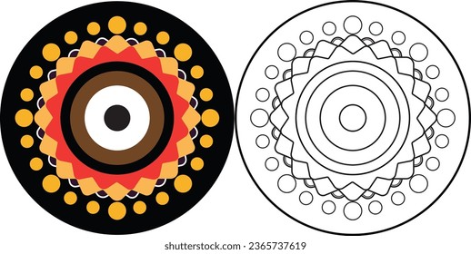 colorful circle with ziqzaq pattern illustration vector art design