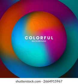 Bunte Kreise abstrakter Hintergrund auf dunklem Raum mit lebendigen Farbverlauf Farben Effekt Dekoration. Modernes Grafikdesign-Element unscharfer Stil Konzept für Web-Banner, Flyer, Karte oder Broschüre Abdeckung