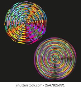 Colorful circles abstract. Concentric ring pattern. Vibrant spheres Vector. Dynamic graphic element.