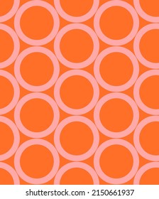 Colorful circles abstract seamless pattern. Retro nostalgic geometric vector background. Modern fashion print for fabric with groovy elements, funky textile design