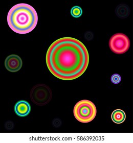 Colorful circles with black background