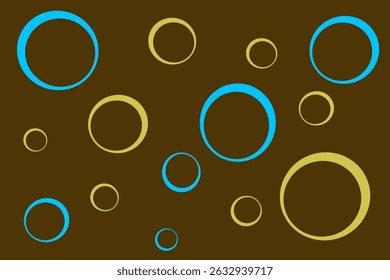 Colorful circles in blue and green floating on a brown background create a playful and modern design for graphic projects