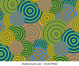 Colorful circles and dots background. Multicolor ethnic pattern. Earth tone modern pattern. Circles and dots wallpaper. Spring collection design.