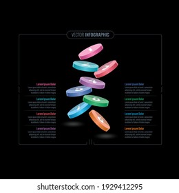 círculos coloridos cayendo desde arriba de la plantilla infográfica. web, internet, informe anual, plantillas de información de revista. plantilla de infografía de negocios