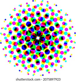 círculos coloridos, fondo de semitono degradado. Ilustración vectorial.