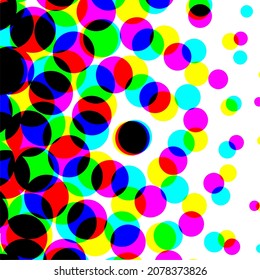 círculos coloridos, fondo de semitono degradado. Ilustración vectorial.
