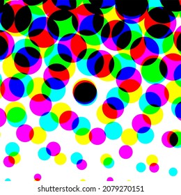 Colorful circles, gradient halftone background. Vector illustration.