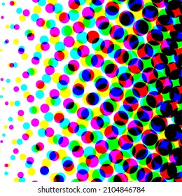 Colorful circles, gradient halftone background. Vector illustration.