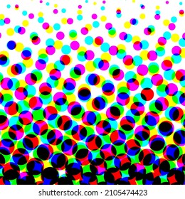 círculos coloridos, fondo de semitono degradado. Ilustración vectorial.