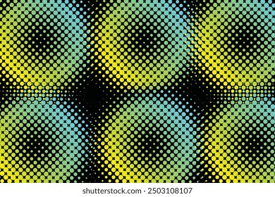 Colorful circles, gradient halftone background. Vector illustration.