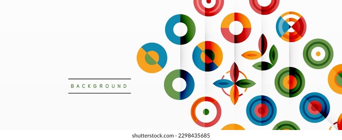 Colorful circles in a grid composition abstract background. Design for wallpaper, banner, background, landing page, wall art, invitation, prints, posters