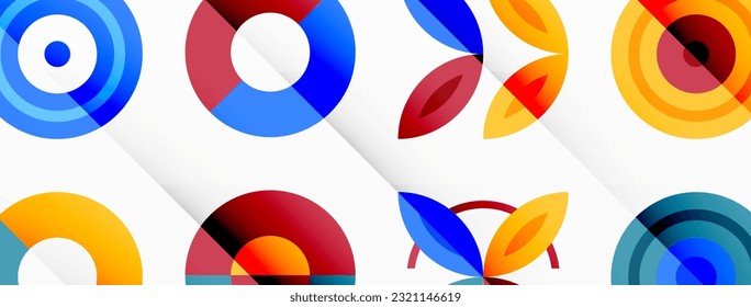 Colorful circles in a grid composition abstract background. Design for wallpaper, banner, background, landing page, wall art, invitation, prints, posters