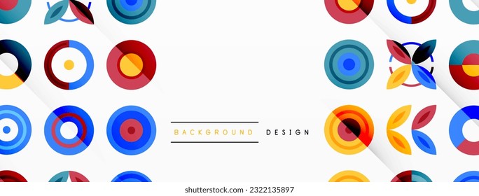 Colorful circles in a grid composition abstract background. Design for wallpaper, banner, background, landing page, wall art, invitation, prints, posters