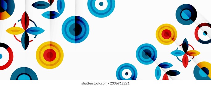 círculos coloridos en un fondo abstracto de composición de cuadrícula. Diseño de fondo de pantalla, banner, fondo, página de inicio, arte mural, invitación, impresiones, carteles