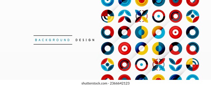 Farbige Kreise auf abstraktem Hintergrund. Design für Tapeten, Banner, Hintergrund, Landing Page, Tapete, Einladung, Drucke, Poster