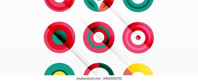 Colorful circles in a grid composition abstract background. Design for wallpaper, banner, background, landing page, wall art, invitation, prints, posters