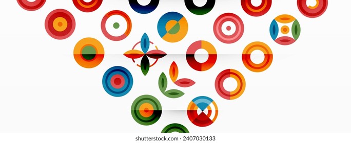 círculos coloridos en un fondo abstracto de composición de cuadrícula. Diseño de fondo de pantalla, banner, fondo, página de inicio, arte mural, invitación, impresiones, carteles