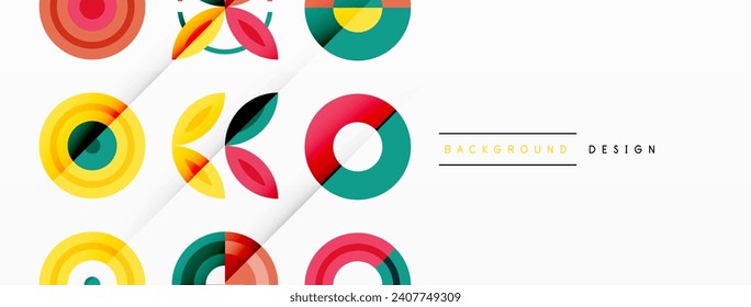 Colorful circles in a grid composition abstract background. Design for wallpaper, banner, background, landing page, wall art, invitation, prints, posters